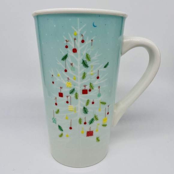 Starbucks Christmas Tree Holiday Tall Coffee Mug Tea Cup Aqua Ombre 2019 - Picture 1 of 5